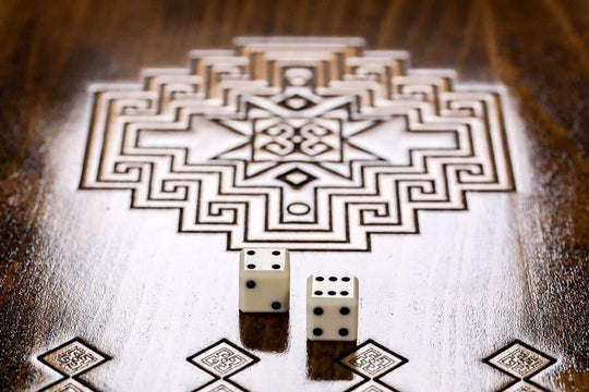Wooden Chess-backgammon Set with Carpet Pattern - Chess District