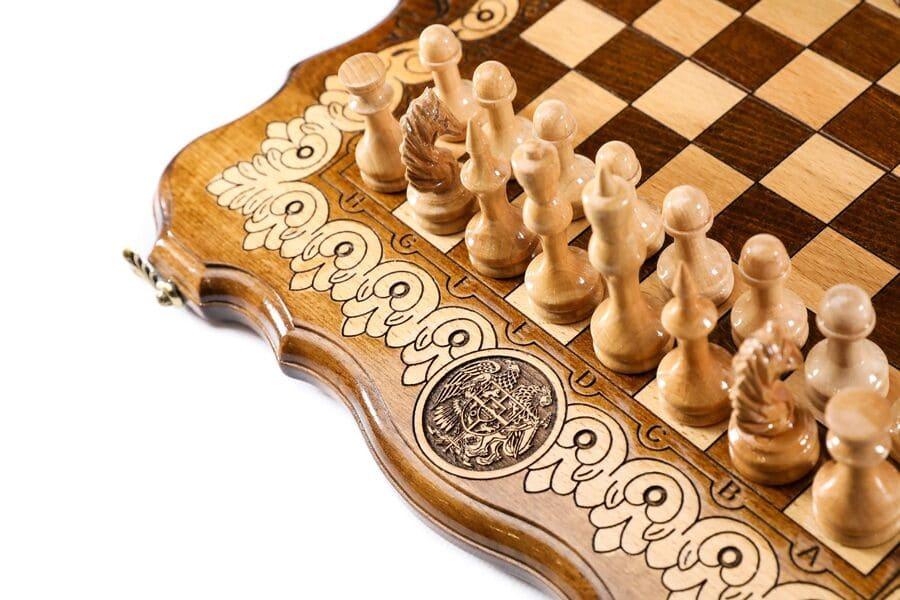 Set Scacchi E Backgammon In Legno Di Noce – Tavolo Da Gioco 50x50 Cm, 3 Kg, Elegante E Lucido
