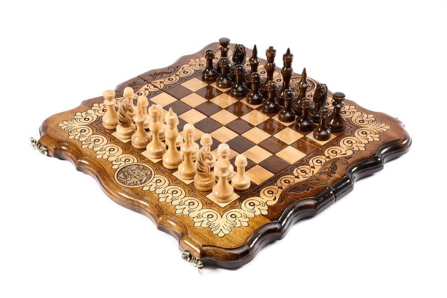 Wooden Chess-backgammon Set with Coat of Arms - Chess District