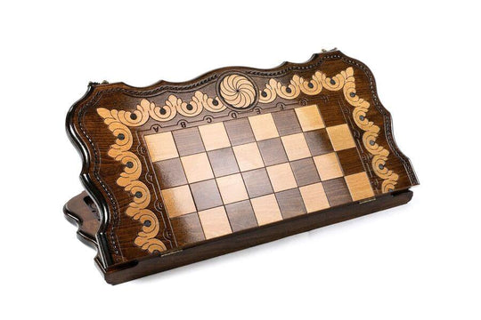 Wooden Chess-backgammon Set with Eternity Pattern - Chess District